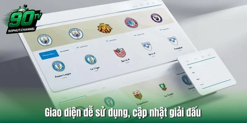Giao diện dễ sử dụng, cập nhật giải đấu
